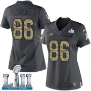 Wholesale Cheap Nike Eagles #86 Zach Ertz Black Super Bowl LII Women's Stitched NFL Limited 2016 Salute to Service Jersey