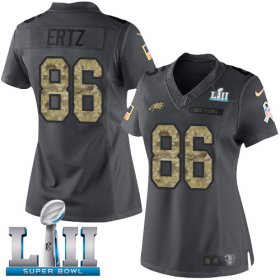 Wholesale Cheap Nike Eagles #86 Zach Ertz Black Super Bowl LII Women\'s Stitched NFL Limited 2016 Salute to Service Jersey