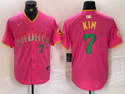 Wholesale Cheap Men's San Diego Padres #7 Ha Seong Kim Pink Player Number Fashion Baseball Jersey