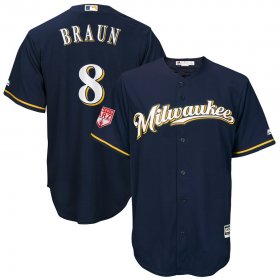 Wholesale Cheap Brewers #8 Ryan Braun Navy 2019 Spring Training Cool Base Stitched MLB Jersey