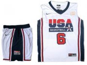 Wholesale Cheap USA Basketball Retro 1992 Olympic Dream Team 6 LeBron James White Basketball Suit