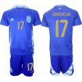 Cheap Men's Argentina #17 Alejandro Garnacho Blue 2024-25 Away SoccerJersey Suit