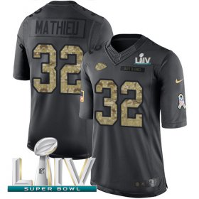 Wholesale Cheap Nike Chiefs #32 Tyrann Mathieu Black Super Bowl LIV 2020 Men\'s Stitched NFL Limited 2016 Salute to Service Jersey