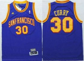 Wholesale Cheap Men\'s San Francisco Warriors #30 Stephen Curry San Francisco Blue Hardwood Classics Soul Swingman Throwback Jersey