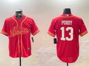 Cheap Men's San Francisco 49ers #13 Brock Purdy Red Cool Base Stitched Baseball Jersey