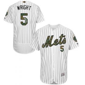 Wholesale Cheap Mets #5 David Wright White(Blue Strip) Flexbase Authentic Collection Memorial Day Stitched MLB Jersey