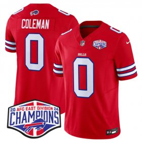 Cheap Men\'s Buffalo Bills #0 Keon Coleman Red F.U.S.E. 2024 AFC East Division Champions Vapor Limited Stitched Football Jersey