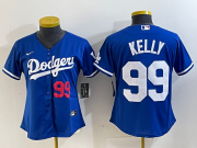 Cheap Women's Los Angeles Dodgers #99 Joe Kelly Number Blue Stitched Cool Base Nike Jersey