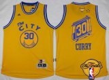 Wholesale Cheap Men's Golden State Warriors #30 Stephen Curry 2015-16 Retro Yellow 2017 The NBA Finals Patch Jersey