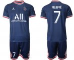 Wholesale Cheap Men 2021-2022 Club Paris Saint-Germain home blue 7 Soccer Jersey