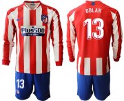 Wholesale Cheap Atletico Madrid #13 Oblak Home Long Sleeves Soccer Club Jersey