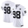 Cheap Men's Las Vegas Raiders #98 Maxx Crosby White 2024 F.U.S.E With 4-Star C Patch And 65th Anniversary Patch Vapor Stitched Football Jersey