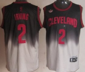 Wholesale Cheap Cleveland Cavaliers #2 Kyrie Irving Black/Gray Fadeaway Fashion Jersey