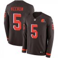 Wholesale Cheap Nike Browns #5 Case Keenum Brown Team Color Youth Stitched NFL Limited Therma Long Sleeve Jersey