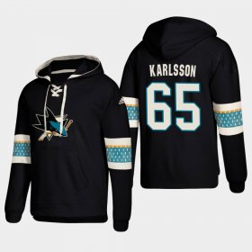 Wholesale Cheap San Jose Sharks #65 Erik Karlsson Black adidas Lace-Up Pullover Hoodie