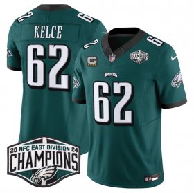 Cheap Men\'s Philadelphia Eagles #62 Jason Kelce Green 2024 NFC East Champions With 4-Star C Patch F.U.S.E. Vapor Untouchable Limited Stitched Football Jersey