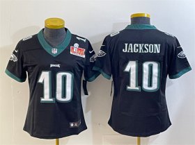 Cheap Women\'s Philadelphia Eagles #10 DeSean Jackson Black 2025 Super Bowl LIX Patch Vapor Untouchable Limited Football Stitched Jersey(Run Small)