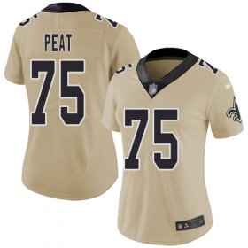 Wholesale Cheap Nike Saints #75 Andrus Peat Gold Women\'s Stitched NFL Limited Inverted Legend Jersey