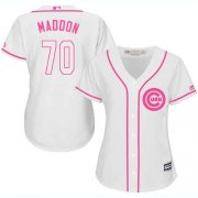 Wholesale Cheap Cubs #70 Joe Maddon White/Pink Fashion Women's Stitched MLB Jersey