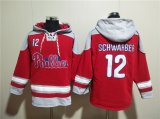 Men's Philadelphia Phillies #12 Kyle Schwarber Red Ageless Must-Have Lace-Up Pullover Hoodie