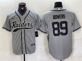 Wholesale Cheap Men\'s Las Vegas Raiders #89 Brock Bowers Gray Cool Base Baseball Stitched Jersey