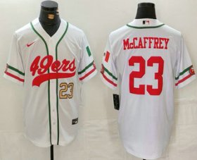 Men\'s San Francisco 49ers #23 Christian McCaffrey Number White Mexico Cool Base Stitched Baseball Jersey