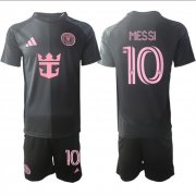 Cheap Men's Inter Miami CF #10 Lionel Messi 2025 Black Away Soccer Jersey Suit