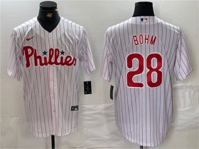 Wholesale Cheap Men\'s Philadelphia Phillies #28 Alec Bohm White Cool Base Stitched Jersey