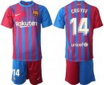 Wholesale Cheap Men 2021-2022 Club Barcelona home red 14 Nike Soccer Jerseys