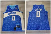 Cheap Bucks 0 Damian Lillard Blue Nike 2023-24 City Edition Swingman Jersey