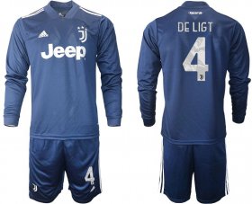 Wholesale Cheap Men 2020-2021 club Juventus away long sleeves 4 blue Soccer Jerseys