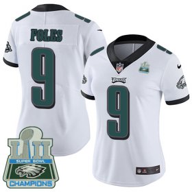 Wholesale Cheap Nike Eagles #9 Nick Foles White Super Bowl LII Champions Women\'s Stitched NFL Vapor Untouchable Limited Jersey