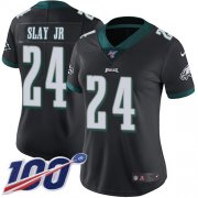 Wholesale Cheap Nike Eagles #24 Darius Slay Jr Black Alternate Women's Stitched NFL 100th Season Vapor Untouchable Limited Jersey