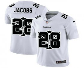 Wholesale Cheap Men\'s Las Vegas Raiders #28 Josh Jacobs White 2020 Shadow Logo Vapor Untouchable Stitched NFL Nike Limited Jersey