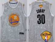 Wholesale Cheap Men's Golden State Warriors #30 Stephen Curry Gray City Lights 2017 The NBA Finals Patch Jersey