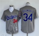 Cheap Men's Los Angeles Dodgers #34 Fernando Valenzuela Gray Cool Base Stitched Jersey