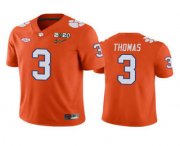 Wholesale Cheap Men's Clemson Tigers #3 Xavier Thomas Orange 2020 National Championship Game Jersey