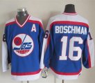 Wholesale Cheap Jets #16 Laurie Boschman Blue/White CCM Throwback Stitched NHL Jersey