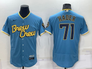 Wholesale Cheap Men's Milwaukee Brewers #71 Josh Hader Blue 2022 City Connect Flex Base Stitched Jersey