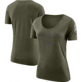 Wholesale Cheap Women\'s Minnesota Vikings Nike Olive Salute to Service Legend Scoop Neck T-Shirt