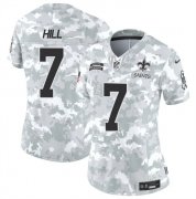 Cheap Women's New Orleans Saints #7 Taysom Hill 2024 F.U.S.E Arctic Camo Salute To Service Limited Stitched Football Jersey(Run Small)