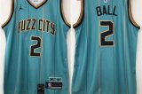 Wholesale Cheap Men's Charlotte Hornets #2 LaMelo Ball Green 2021 Brand Jordan City Edition Swingman Jersey With The Sponsor Logo