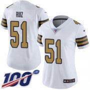 Wholesale Cheap Nike Saints #51 Cesar Ruiz White Women's Stitched NFL Limited Rush 100th Season Jersey