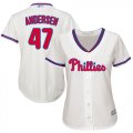 Wholesale Cheap Phillies #47 Larry Andersen Cream Alternate Women's Stitched MLB Jersey