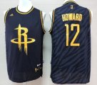 Wholesale Cheap Houston Rockets #12 Dwight Howard Revolution 30 Swingman 2014 Black With Gold Jersey