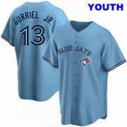 Wholesale Cheap YOUTH TORONTO BLUE JAYS #13 LOURDES GURRIEL JR. BLUE POWDER ALTERNATE JERSEY