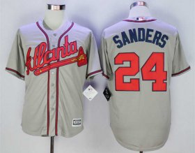 Wholesale Cheap Big Size Men\'s Atlanta Braves #24 Deion Sanders Grey New Cool Base Jersey