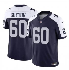 Cheap Men\'s Dallas Cowboys #60 Tyler Guyton Navy White 2024 Draft F.U.S.E Thanksgiving Vapor Untouchable Limited Football Stitched Jersey