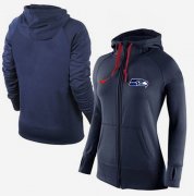 Wholesale Cheap Women's Nike Seattle Seahawks Full-Zip Performance Hoodie Dark Blue