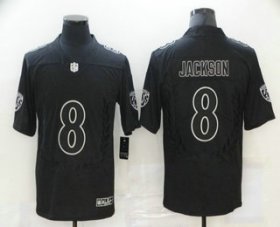 Wholesale Cheap Men\'s Baltimore Ravens #8 Lamar Jackson Black Commemorative Edition 2020 Vapor Untouchable Stitched NFL Nike Limited Jersey